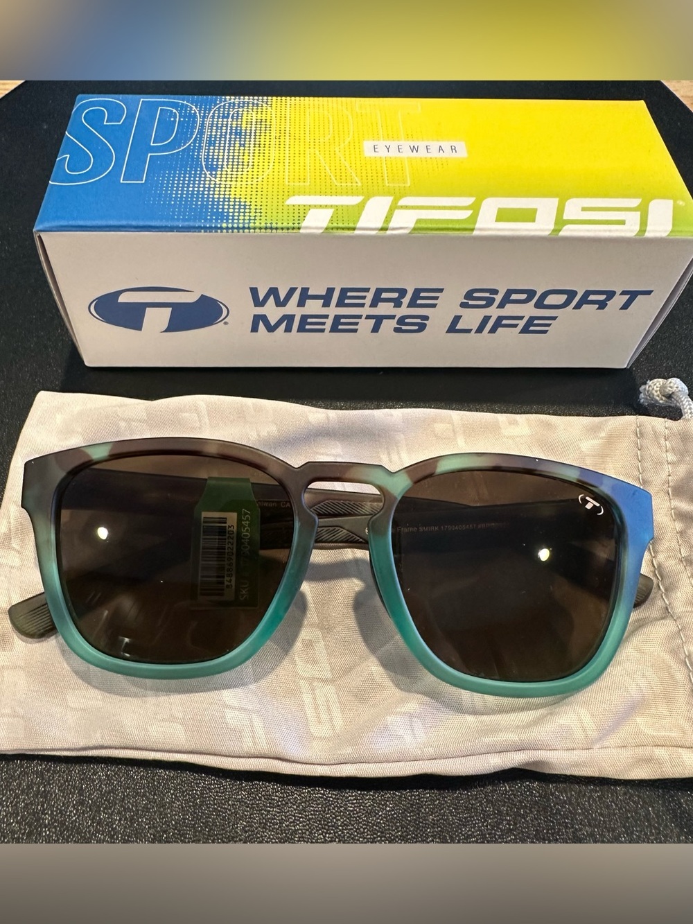 TIFOSI-Women/men’s Sunglasses - Teal/Gray Frame, Brown Lenses